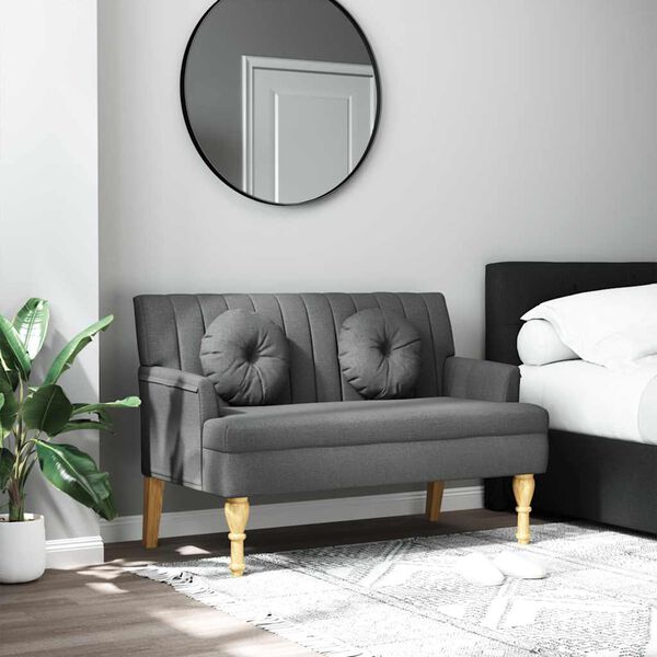 vidaXL Пейка с възглавници, тъмносиво, 113x64,5x75,5 см, плат