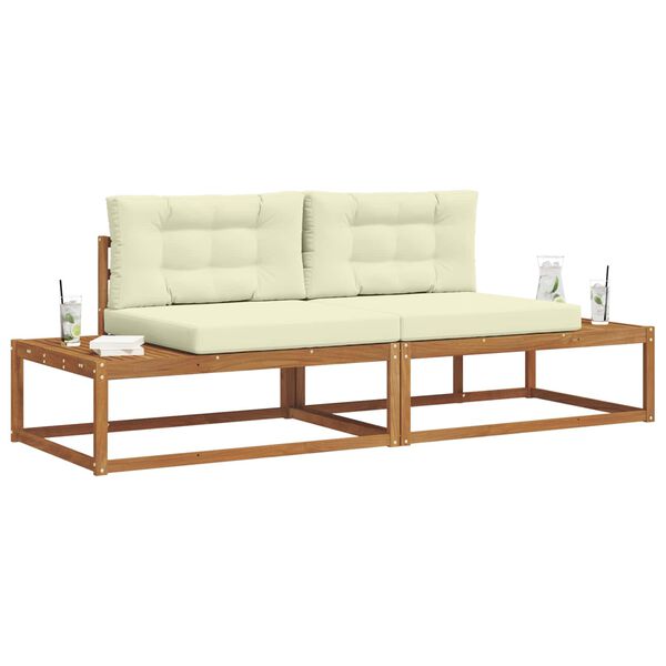 vidaXL Комплект дивани за открито 2 Брой Натурален и Крема