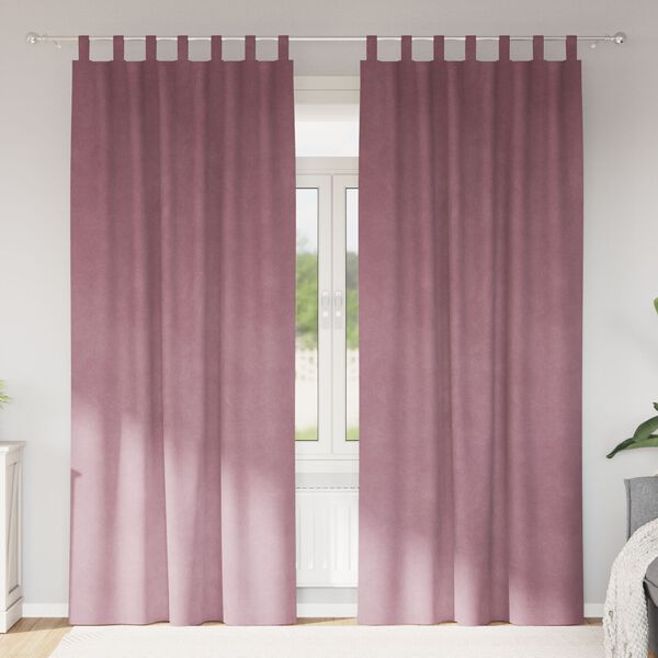 vidaXL Затъмняващи завеси 2 pcs Тъмен розов 140 x 225 cm Кадифе