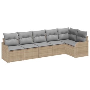 vidaXL Градински Софа Комплект със съхранение 6 pcs Бежово полиратан