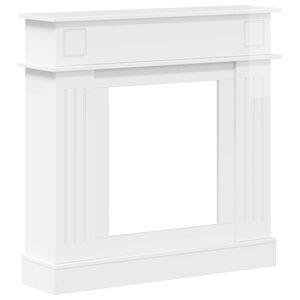 vidaXL Рамка за камина Бял гланц 102 x 26 x 100 см Инженерна дървесина