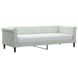 vidaXL Канапе с матрак, светлосиво, 80x200 см, кадифе