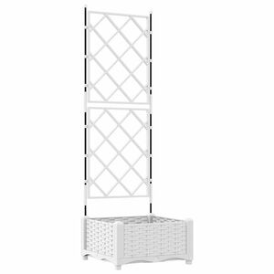 vidaXL Градинска саксия Бяло 40 x 40 x 125,5 см ПП