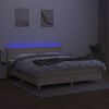 vidaXL Боксспринг легло с матрак и LED, кремаво, 160x200 см, плат
