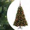 vidaXL Изкуствена коледна елха с топки 120 см 150 LED светодиода