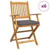 vidaXL Сгъваем стол с възглавница 6 pcs Сив 49 x 57.5 x 92см