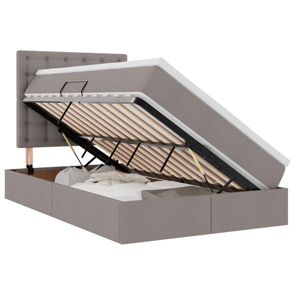 vidaXL Легло с място за съхранение и матрак Таупе 120 x 190 cm текстил