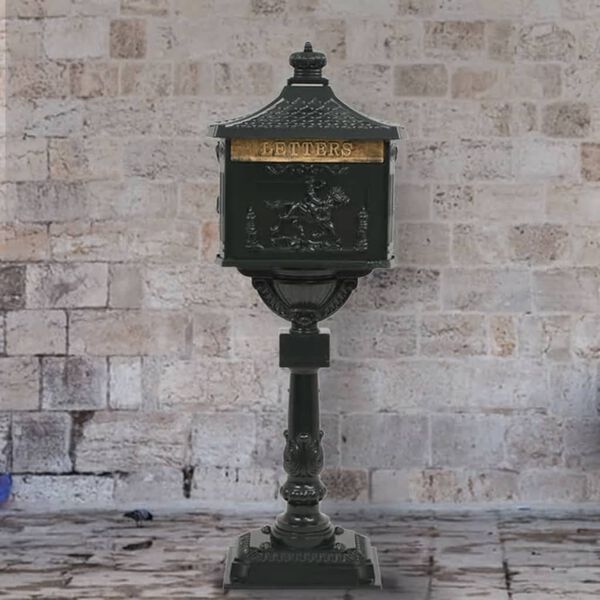 vidaXL Алуминиева пощенска кутия на стойка винтидж неръждаема зелена