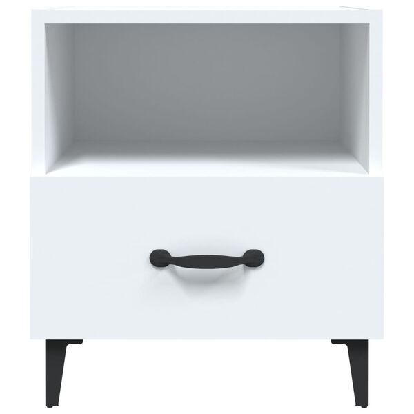 vidaXL Нощно шкафче, бяло, инженерно дърво