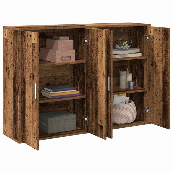 vidaXL Служебен шкаф 2 pcs Старо дърво 60 x 31 x 84 см Инженерно дърво