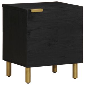 vidaXL Нощно шкафче, черно, 40x33x46 см, мангово дърво масив