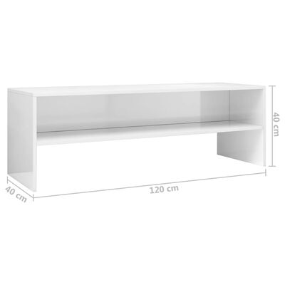 vidaXL ТВ шкаф, бяло със силен гланц, 120x40x40 см, ПДЧ