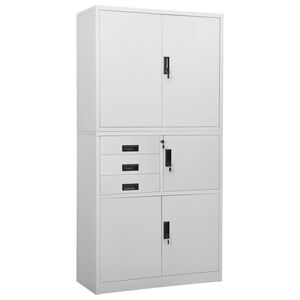 vidaXL Офис шкаф, светлосив, 90x40x180 см, стомана