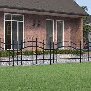 vidaXL Градинска ограда Woerden с връх тип копие, черна, 240x75 см, стомана