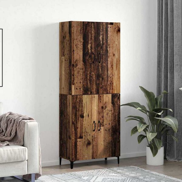 vidaXL Висок шкаф 2 pcs Старо дърво Инженерно дърво