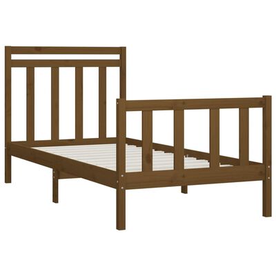 vidaXL Рамка за легло, меденокафява, борово дърво масив, 90x200 см