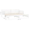 vidaXL Разтегателно дневно легло 2x(90x200) см бяло борово дърво масив