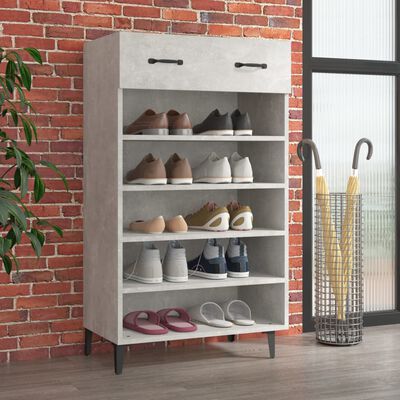 vidaXL Шкаф за обувки, бетонно сив, 60x35x105 см, инженерно дърво