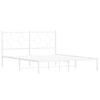 vidaXL Метална рамка за легло с горна табла, бяла, 160x200 см
