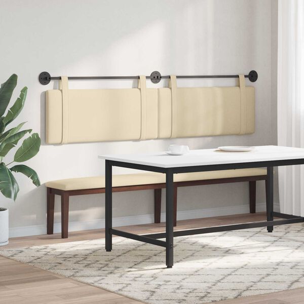 vidaXL Висяща табла Монтиране на стена Крем 210 x 55 x 5 см текстил