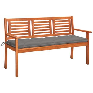 vidaXL 3-местна градинска пейка с възглавница, 150 cм, евкалипт масив