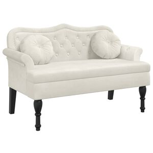 vidaXL Пейка с възглавници, кремава, 120,5x65x75 см, кадифе