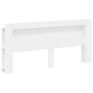 vidaXL Табла за легло със съхранение Бяло Инженерен дървен материал