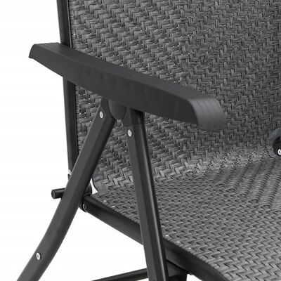 vidaXL Сгъваеми градински столове, 2 бр, сив, полиратан