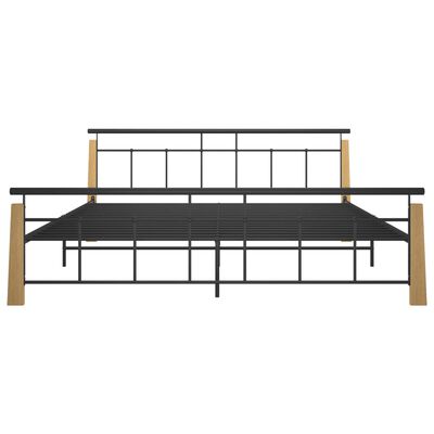 vidaXL Рамка за легло, метал и дъбов масив, 200x200 см