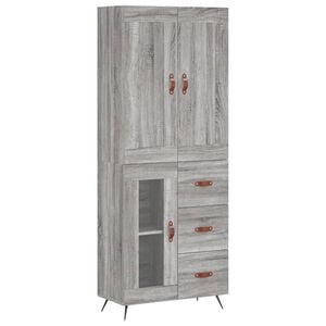vidaXL Висок шкаф, сив сонома, 69,5x34x180 см, инженерно дърво