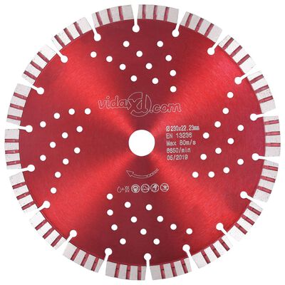 vidaXL Диамантен режещ диск с турбо и отвори, стомана, 230 мм