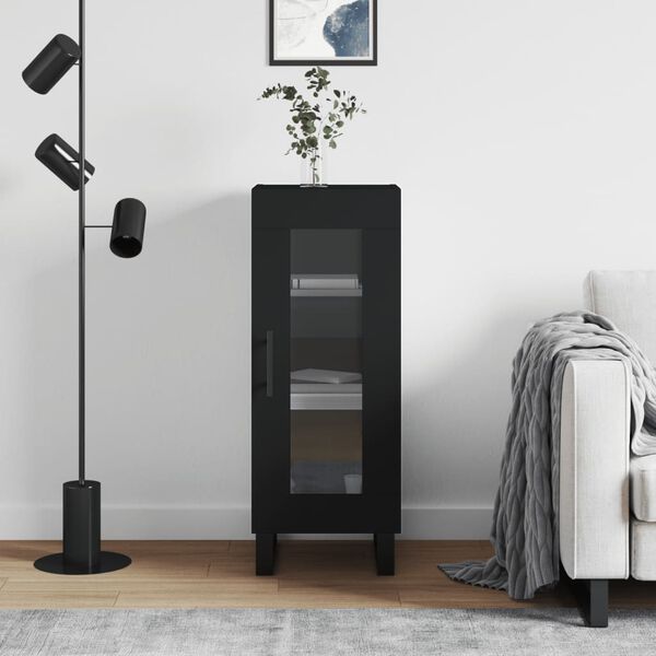 vidaXL Сайдборд, черен, 34,5x34x90 см, инженерно дърво