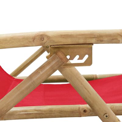 vidaXL Наклоняем стол за релакс, червен, бамбук и текстил