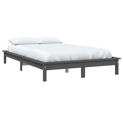 vidaXL Рамка за легло, сива, бор масив, 140х200 см
