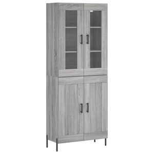 vidaXL Висок шкаф, сив сонома, 69,5x34x180 см, инженерно дърво