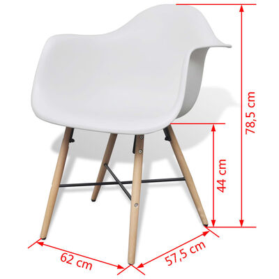 vidaXL Трапезни столове, 4 бр, бели, пластмаса и бук