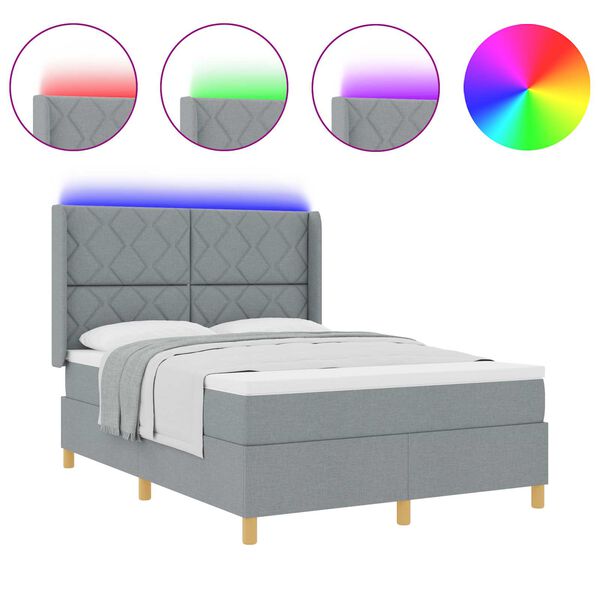 vidaXL Легло с пружинирана основа Светлосиво 140 x 200 cm текстил