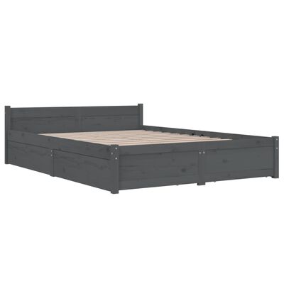 vidaXL Рамка за легло с чекмеджета, сива, 160x200 см