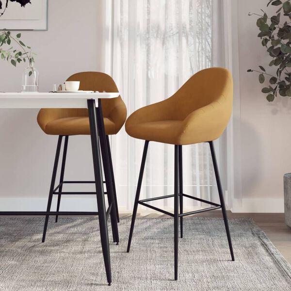 vidaXL Бар табуретки, 2 бр, кафяви, кадифе