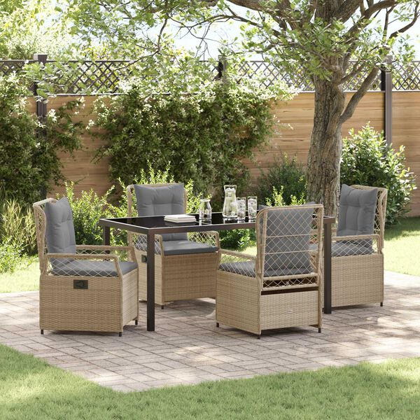 vidaXL Комплект за хранене в градината 5 pcs Бежов и Светло Сив