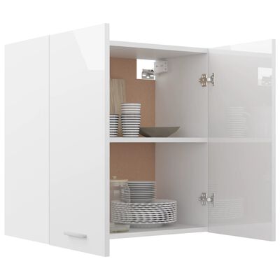 vidaXL Висящ шкаф, бял гланц, 60x31x60 см, ПДЧ