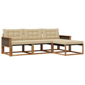 vidaXL Комплект дивани за открито 4 pcs Натурален и Бежов