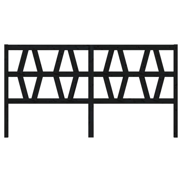 vidaXL Горна табла за легло, черна, 206x4x100 см, бор масив