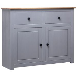 vidaXL Сайдборд, сив, 93x40x80 см, бор масив, стил Панама