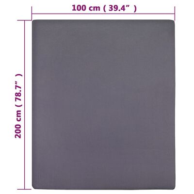 vidaXL Чаршаф с ластик, антрацит, 100x200 см, памук