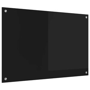 vidaXL Кухненски заден панел Черно 90 x 60 cm закалено стъкло
