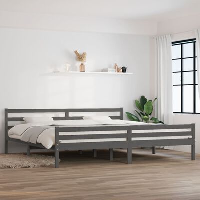 vidaXL Рамка за легло, сива, дърво масив, 200x200 см