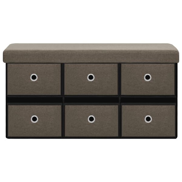 vidaXL Сгъваема пейка за съхранение кафява 76x38x38 см изкуствен лен