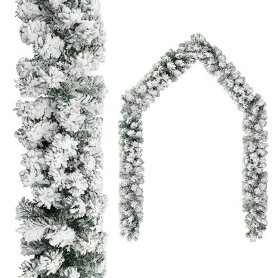 vidaXL Коледен гирлянд със сняг, зелен, 20 м, PVC
