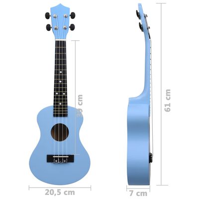 vidaXL Комплект сопрано укулеле с калъф за деца, бебешко синьо, 23"